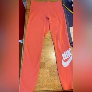 Nike Just Do It Leggings Womens Coral/Orange Swoosh Skinny Leg Pull On